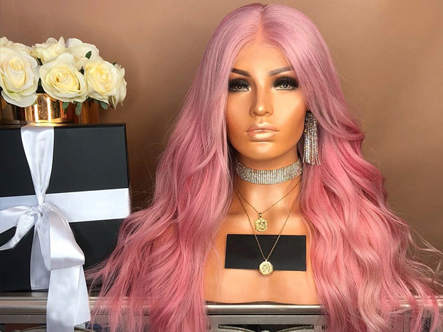 Pink wavy long hair Pink wavy long hair